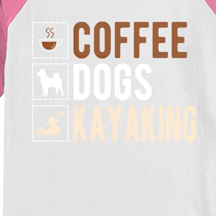 Coffee Dogs Kayaking Kayaker Kayak Gift Kids Colorblock Raglan Jersey