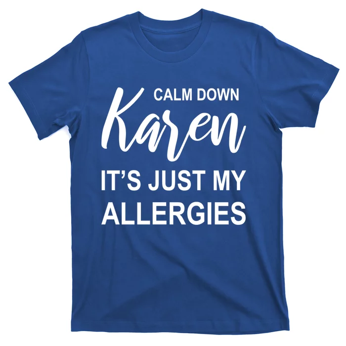 Calm Down Karen It's Just My Allergies Sarcasm Funny Meme Gift T-Shirt