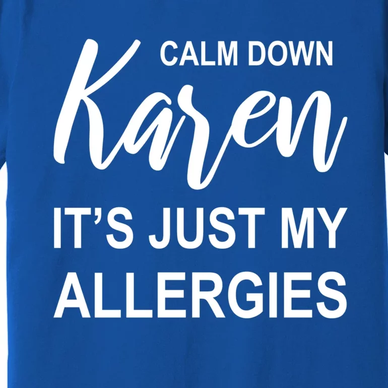 Calm Down Karen It's Just My Allergies Sarcasm Funny Meme Gift Premium T-Shirt