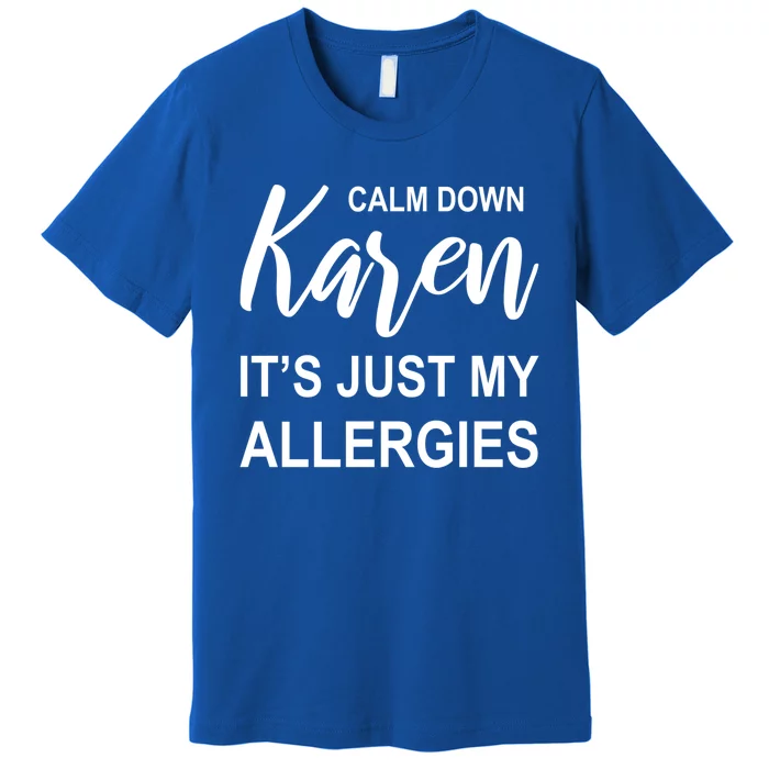 Calm Down Karen It's Just My Allergies Sarcasm Funny Meme Gift Premium T-Shirt