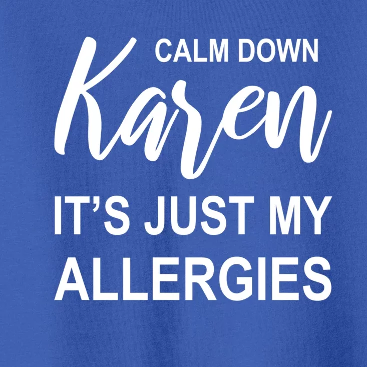 Calm Down Karen It's Just My Allergies Sarcasm Funny Meme Gift Toddler T-Shirt