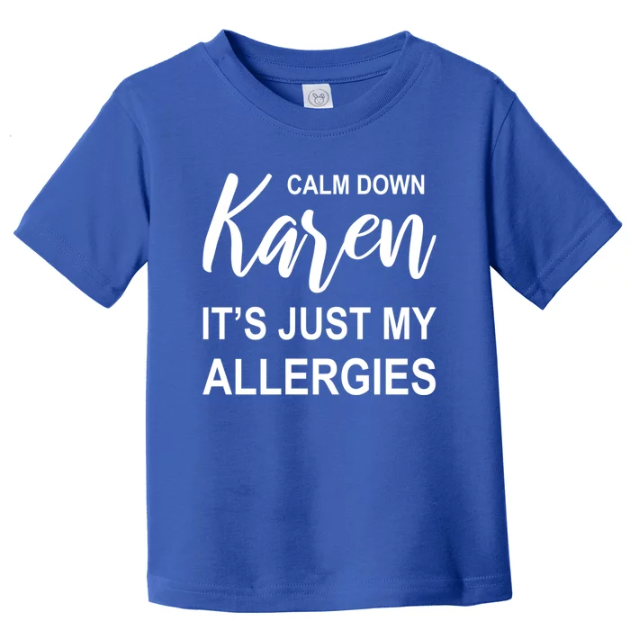 Calm Down Karen It's Just My Allergies Sarcasm Funny Meme Gift Toddler T-Shirt