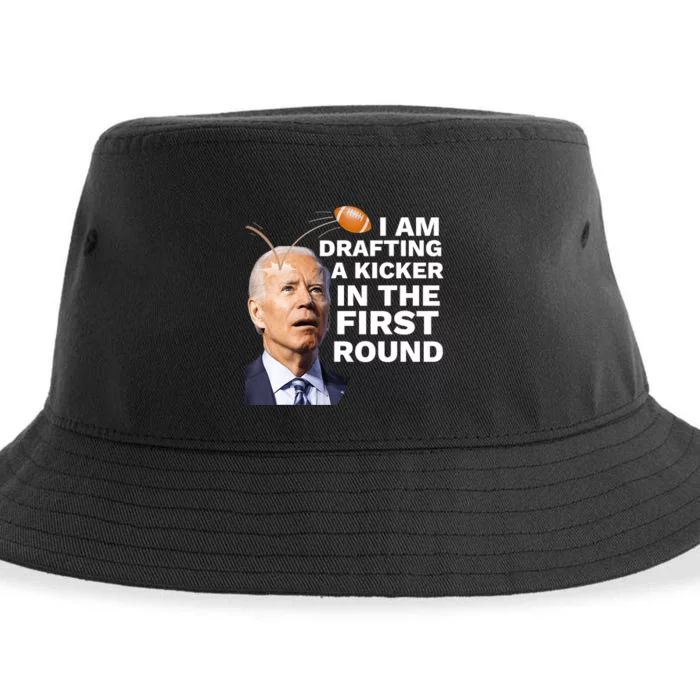 Confused Drafting Kicker Funny Fantasy Football Draft Party Sustainable Bucket Hat