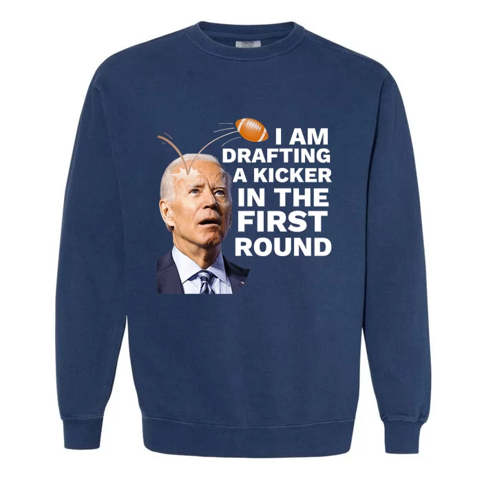 Confused Drafting Kicker Funny Fantasy Football Draft Party Garment-Dyed Sweatshirt