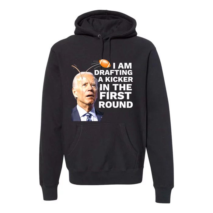 Confused Drafting Kicker Funny Fantasy Football Draft Party Premium Hoodie