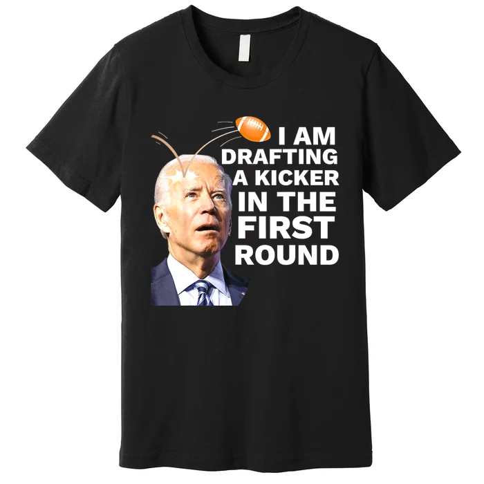 Confused Drafting Kicker Funny Fantasy Football Draft Party Premium T-Shirt