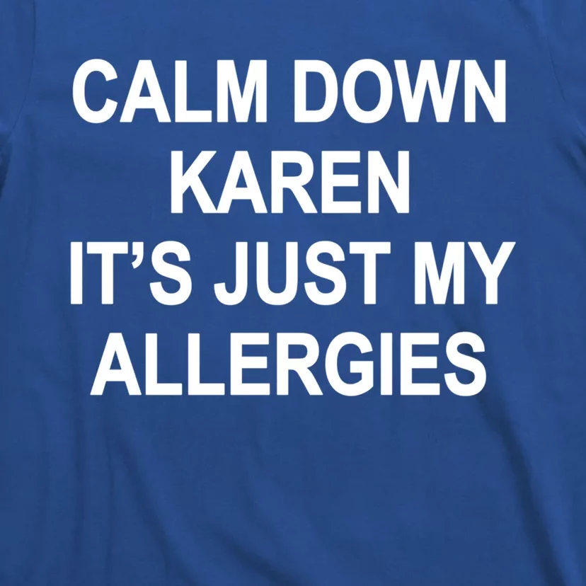 Calm Down Karen It's Just My Allergies Sarcasm Funny Meme Gift T-Shirt