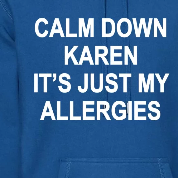 Calm Down Karen It's Just My Allergies Sarcasm Funny Meme Gift Premium Hoodie