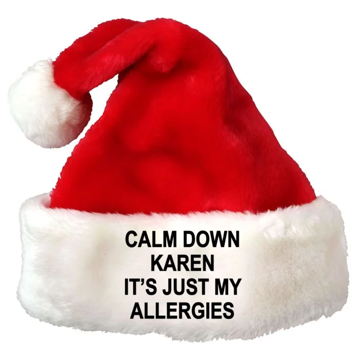 Calm Down Karen It's Just My Allergies Sarcasm Funny Meme Gift Premium Christmas Santa Hat