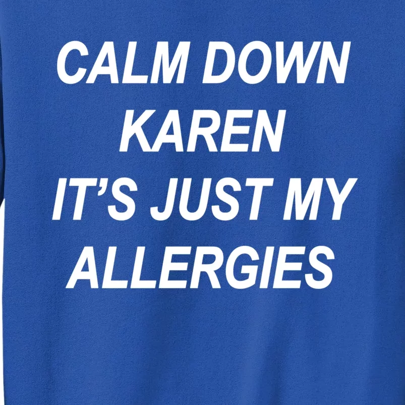 Calm Down Karen It's Just My Allergies Sarcasm Funny Meme Gift Tall Sweatshirt