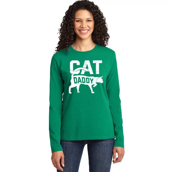 Cat Daddy Kitten Pet Owner Meow FatherS Day Ladies Long Sleeve Shirt