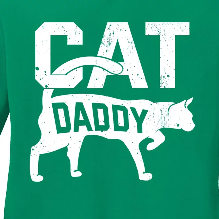 Cat Daddy Kitten Pet Owner Meow FatherS Day Ladies Long Sleeve Shirt