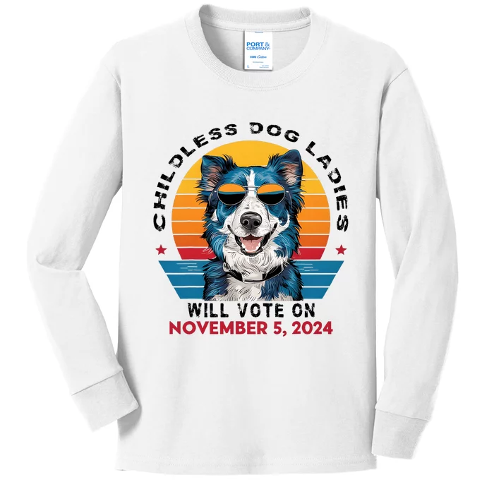 Childless Dog Ladies November For President Blue Sunglasses Kids Long Sleeve Shirt