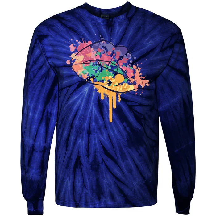 Colorful Drip Lips Tie-Dye Long Sleeve Shirt