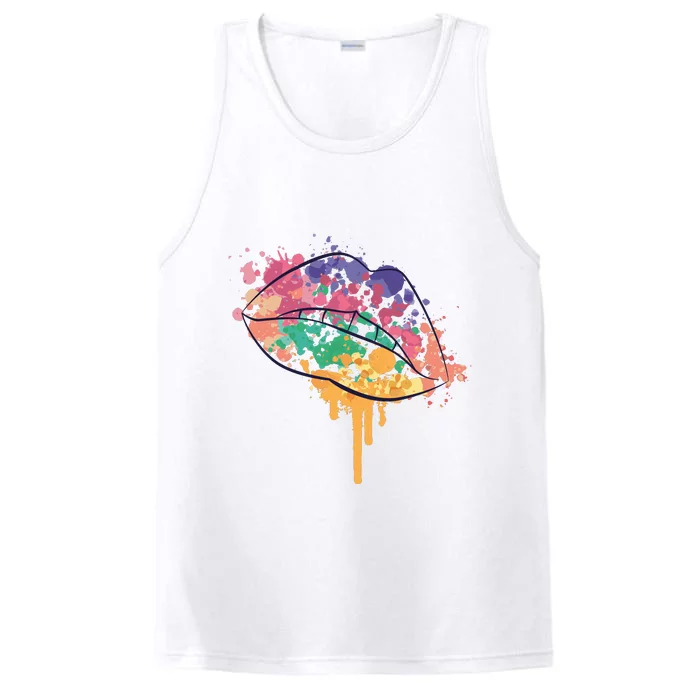 Colorful Drip Lips Performance Tank