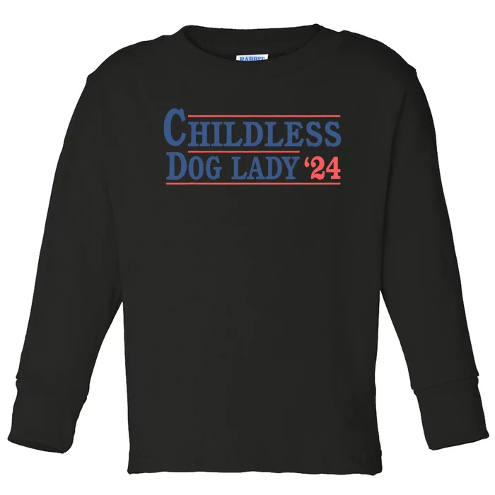 Childless Dog Lady Ladies Voting Election 2024 Usa Kamala Harris 20224 Toddler Long Sleeve Shirt