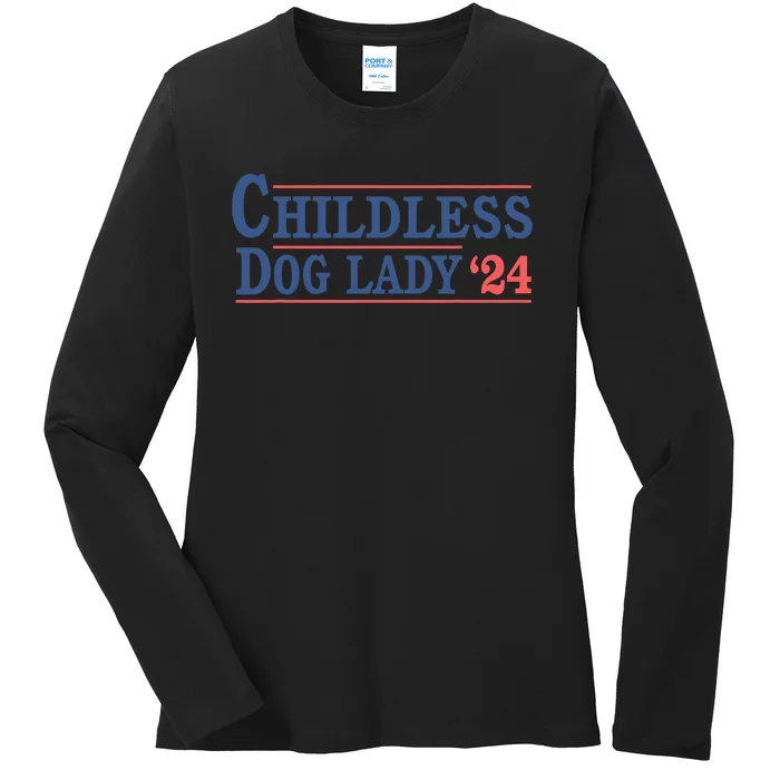 Childless Dog Lady Ladies Voting Election 2024 Usa Kamala Harris 20224 Ladies Long Sleeve Shirt