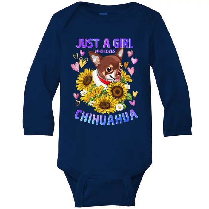 Chihuahua Dog Lover Funny Cute Puppy Cute Gift Baby Long Sleeve Bodysuit