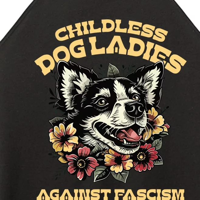 Childless Dog Lady Against Fascism Funny Vote Cat Lady Women’s Perfect Tri Rocker Tank