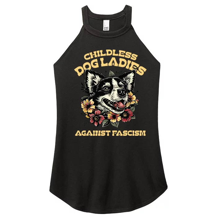 Childless Dog Lady Against Fascism Funny Vote Cat Lady Women’s Perfect Tri Rocker Tank