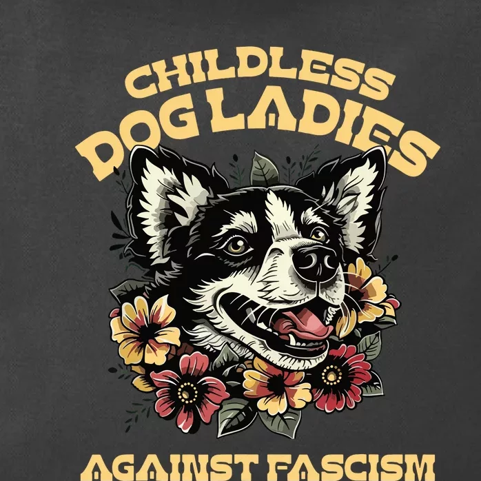 Childless Dog Lady Against Fascism Funny Vote Cat Lady Zip Tote Bag