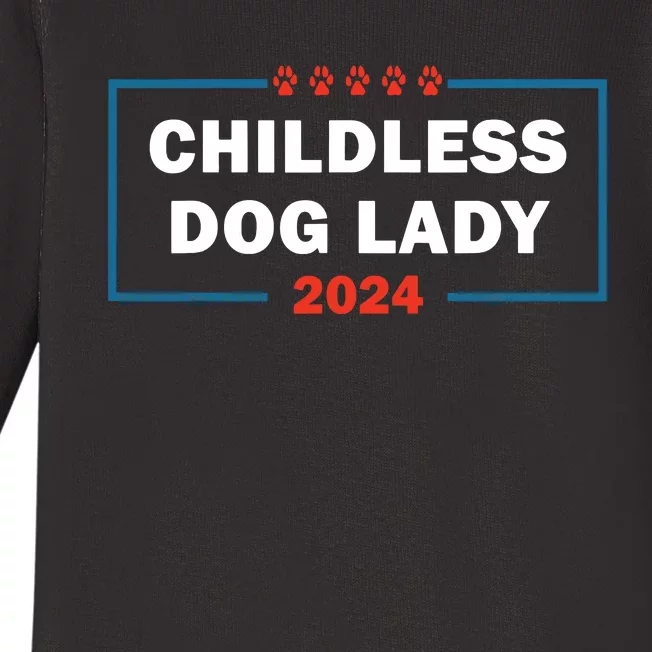 Childless Dog Lady Is Voting Kamala Election Usa 2024 Baby Long Sleeve Bodysuit