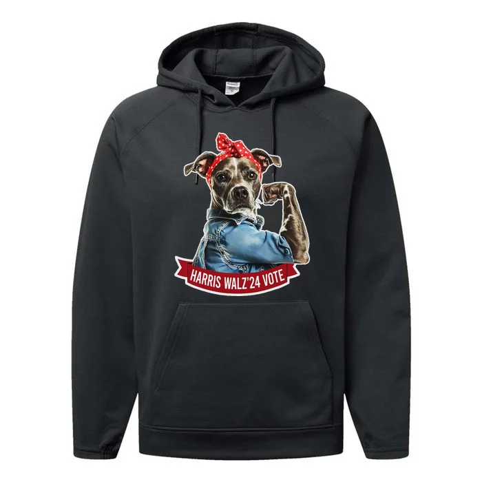 Childless Dog Lady Kamala Harris Tim Walz Vote Election Performance Fleece Hoodie