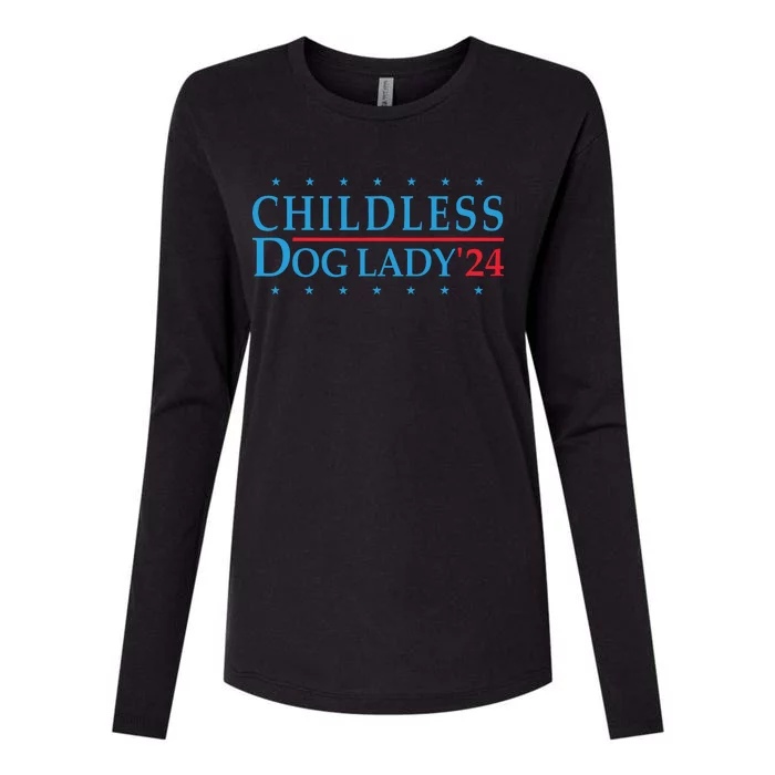 Childless Dog Lady Election Vote 2024 Patriotic Womens Cotton Relaxed Long Sleeve T-Shirt