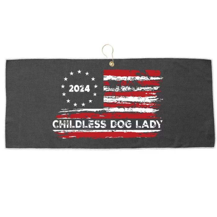 Childless Dog Lady Us Flag Vintage 2024 Large Microfiber Waffle Golf Towel