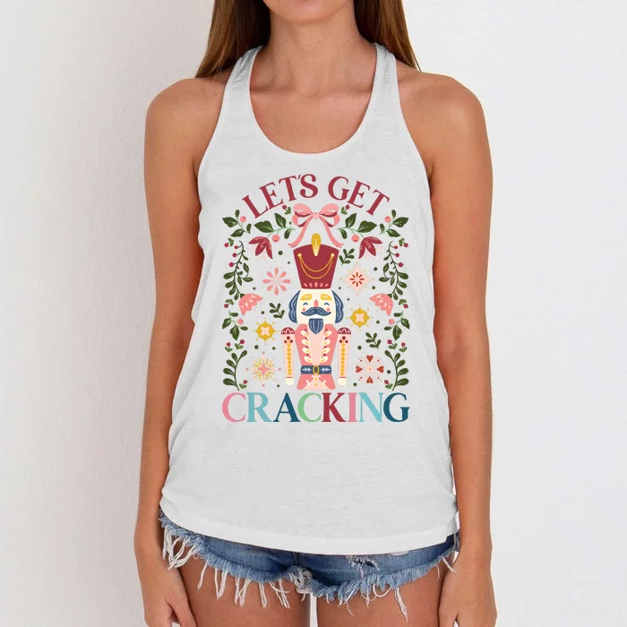 Christmas Dtf Let_s Get Cracking Dtf Transfer Ready To Press Direct To Film Hot Women's Knotted Racerback Tank