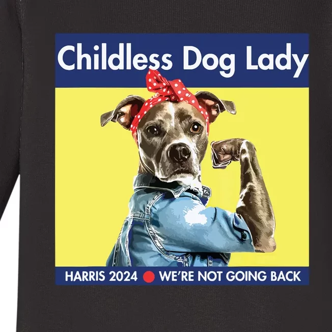 Childless Dog Lady Is Voting Kamala Election Usa 2024 Baby Long Sleeve Bodysuit