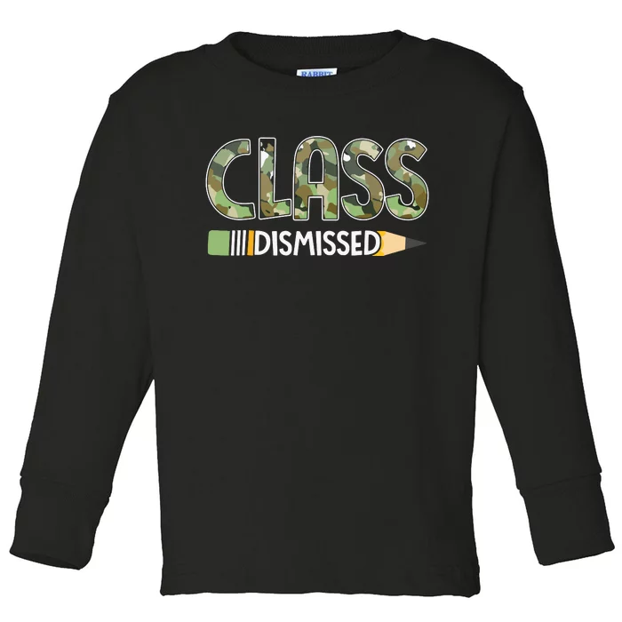 Class Dismissed Last Day Of School Camouflage Graduation Toddler Long Sleeve Shirt