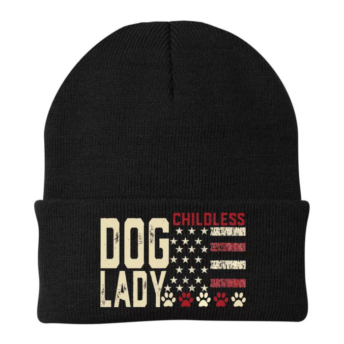 Childless Dog Lady Vote 2024 Us Flag Democratic President Knit Cap Winter Beanie