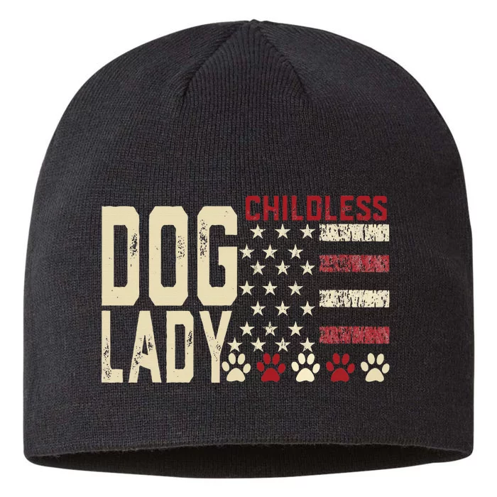 Childless Dog Lady Vote 2024 Us Flag Democratic President 8 1/2in Sustainable Knit Beanie