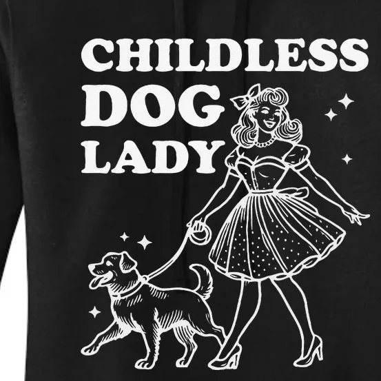 Childless Dog Lady Funny Pet Cat Vote 2024 Ladies Is Voting Gift Women's Pullover Hoodie