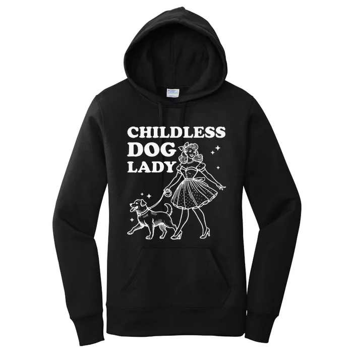 Childless Dog Lady Funny Pet Cat Vote 2024 Ladies Is Voting Gift Women's Pullover Hoodie