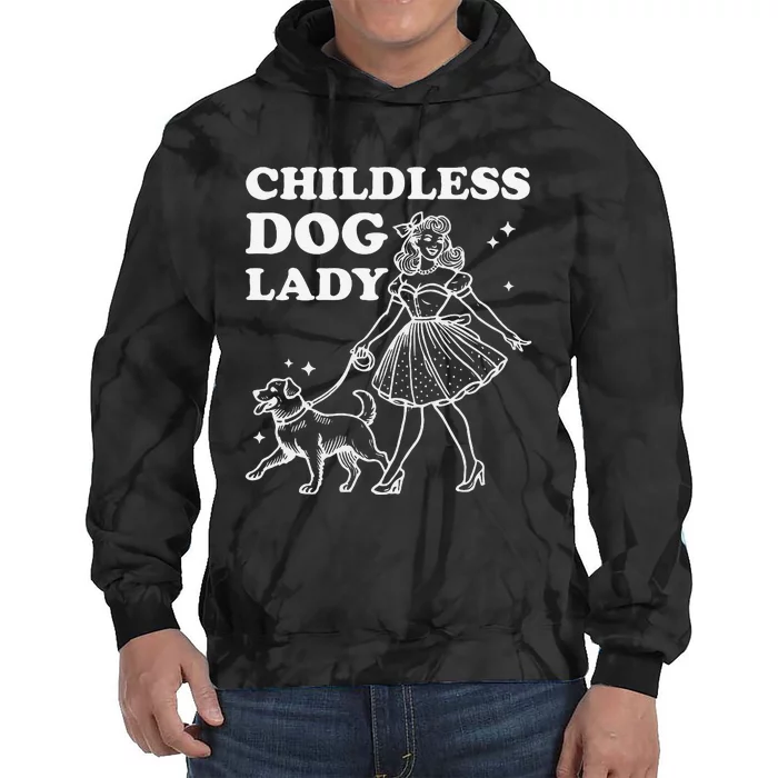 Childless Dog Lady Funny Pet Cat Vote 2024 Ladies Is Voting Gift Tie Dye Hoodie