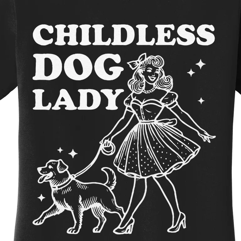 Childless Dog Lady Funny Pet Cat Vote 2024 Ladies Is Voting Gift Women's T-Shirt