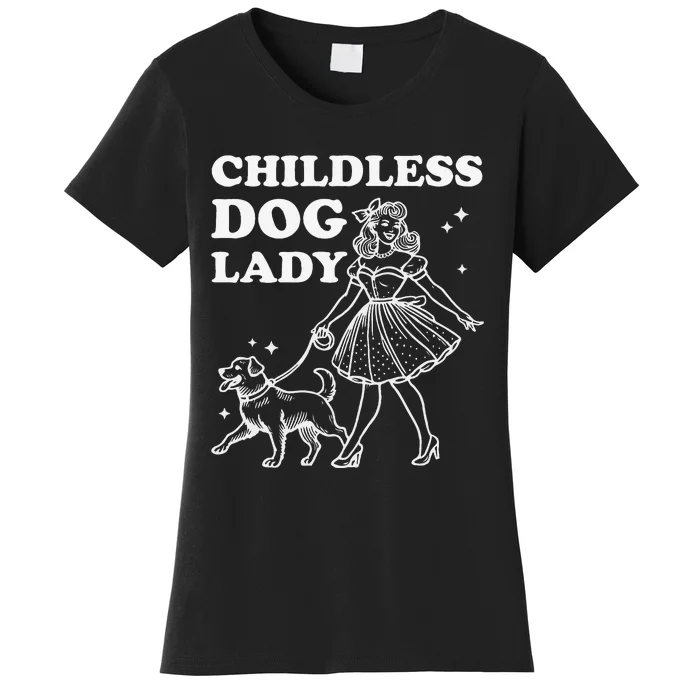 Childless Dog Lady Funny Pet Cat Vote 2024 Ladies Is Voting Gift Women's T-Shirt