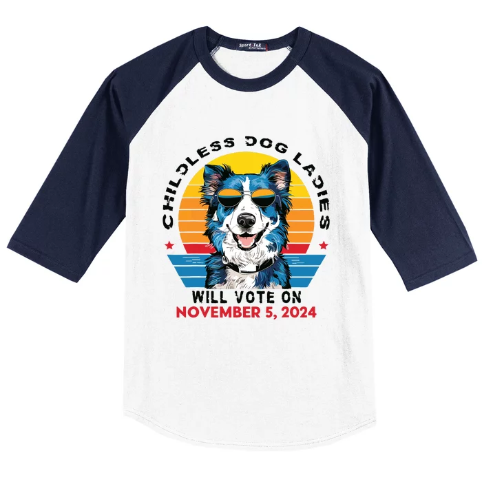 Childless Dog Ladies November For President Blue Sunglasses Baseball Sleeve Shirt