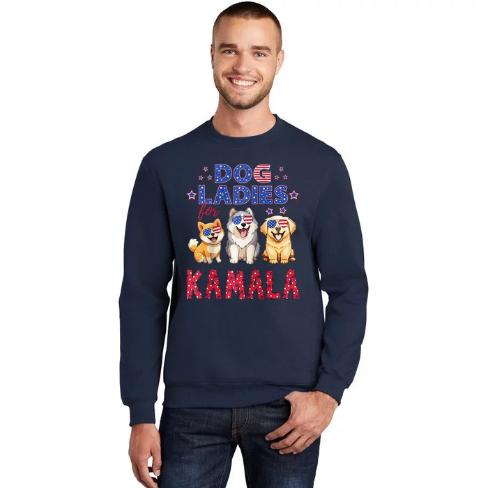 Childless Dog Ladies Voting For Kamala 2024 Raglan Tall Sweatshirt