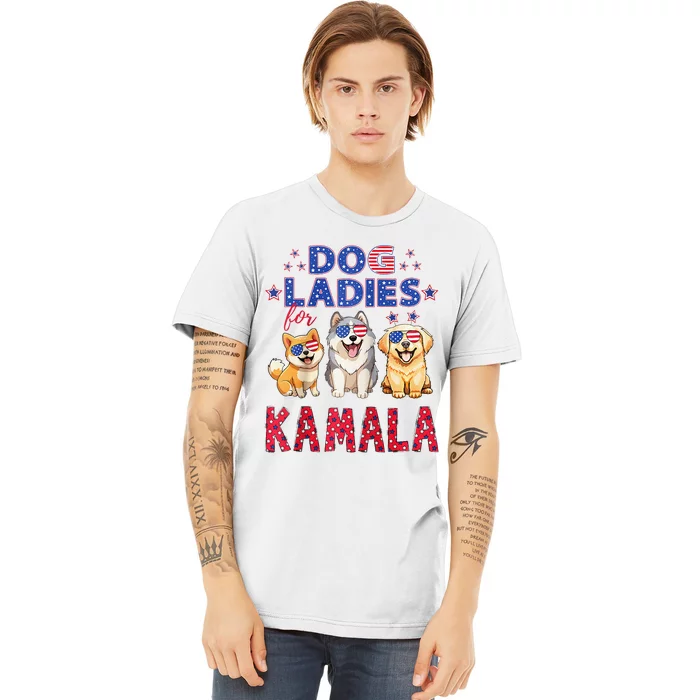 Childless Dog Ladies Voting For Kamala 2024 Raglan Premium T-Shirt