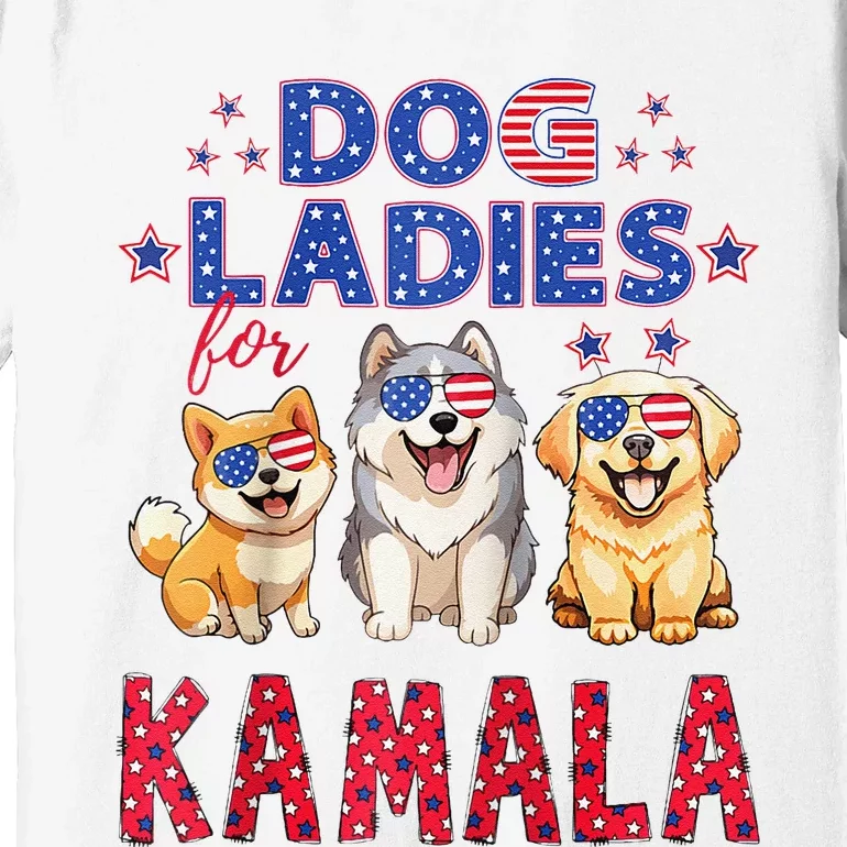 Childless Dog Ladies Voting For Kamala 2024 Raglan Premium T-Shirt