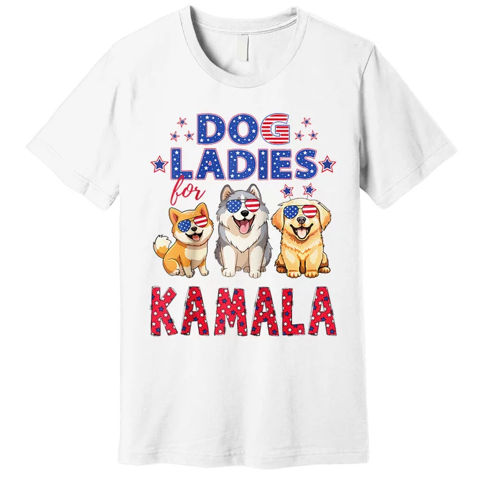 Childless Dog Ladies Voting For Kamala 2024 Raglan Premium T-Shirt