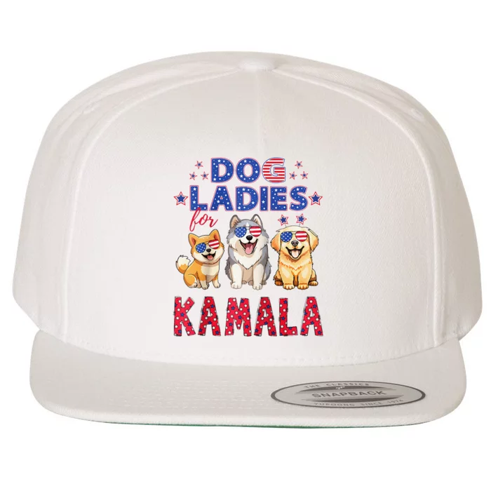 Childless Dog Ladies Voting For Kamala 2024 Raglan Wool Snapback Cap