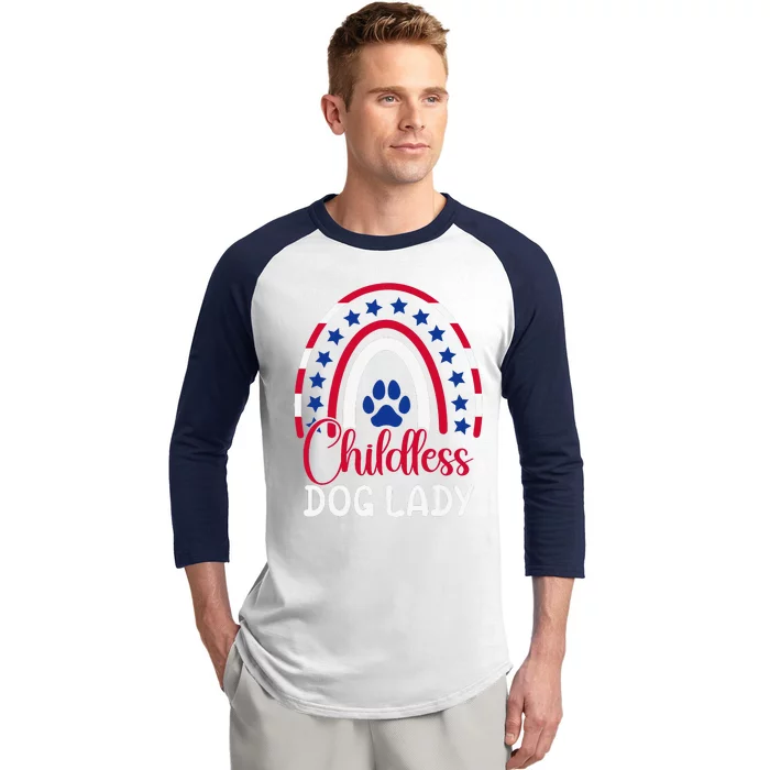 Childless Dog Lady Election Vote 2024 Boho Rainbow Usa Baseball Sleeve Shirt