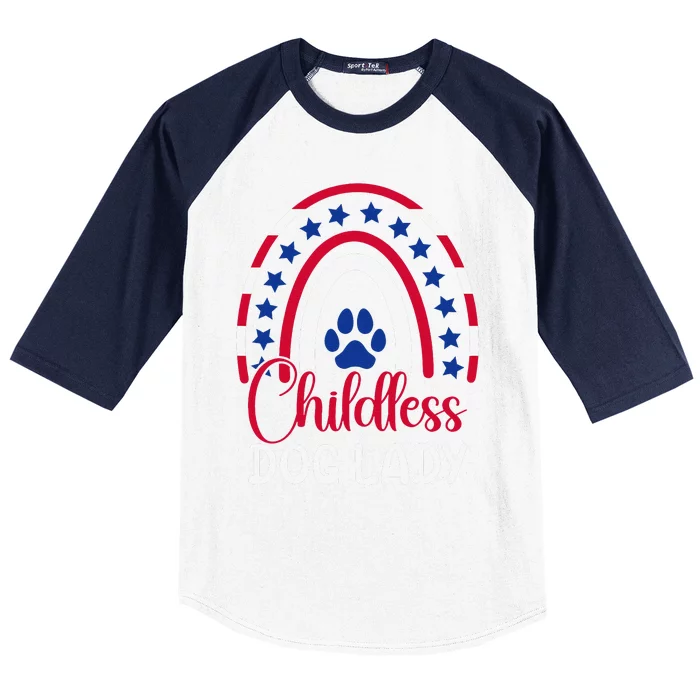 Childless Dog Lady Election Vote 2024 Boho Rainbow Usa Baseball Sleeve Shirt