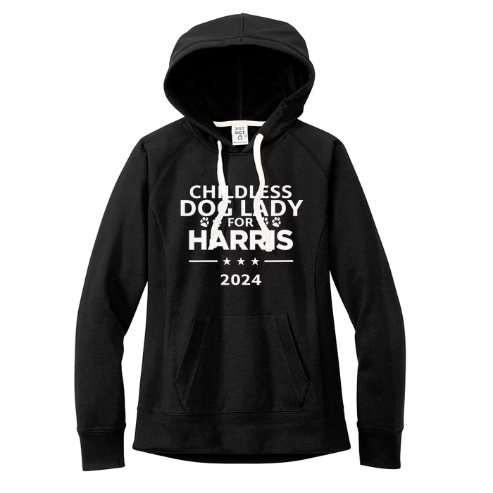 Childless Dog Lady For Harris 2024 Women's Fleece Hoodie