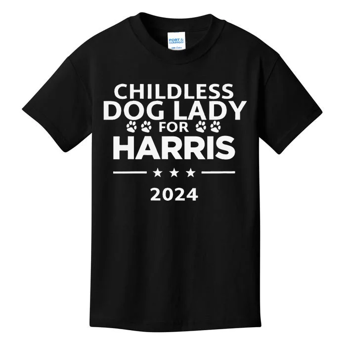 Childless Dog Lady For Harris 2024 Kids T-Shirt