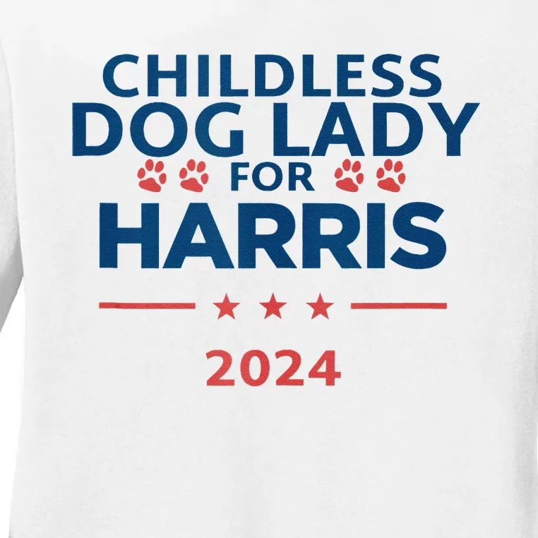 Childless Dog Lady For Harris 2024 Ladies Long Sleeve Shirt